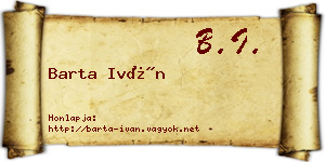 Barta Iván névjegykártya